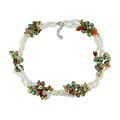 3 Strand Multi-Pearl and Gemstone Necklace