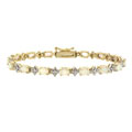 18k Gold over Sterling Silver Created Opal Diamond Bracelet