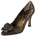 Dolce & Gabbana Bronze Leather Rosette Pumps