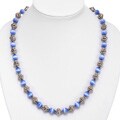 Blue Tiger's Eye Silver Beaded Necklace