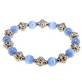 Blue Tiger's Eye Silver Beaded Bracelet