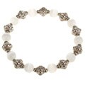White Tiger's Eye Silver Beaded Bracelet