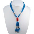 Handmade Red Coral Turquoise Garnet Necklace