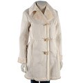 Anne Klein Ivory Faux Shearling 3/4 Toggle Coat