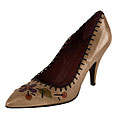 Prada Beige Leather Floral Pumps