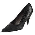 Prada Black Leather Embroidered Pumps