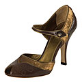 Prada Brown Leather Peep Toe Sequin Pumps