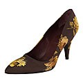 Prada Brown Nylon Floral Print Pumps