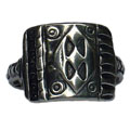 Square Silver Ring w/ Etruscan Detail (Israel)