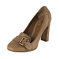 Chloe Beige Leather Buckle Strap High Heel Pump