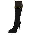 Sergio Rossi Black Suede Chain Link Cuff Boots