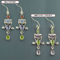 Semi Precious Multistone Silver Earrings (India)