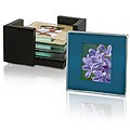 Glass Photo Coasters with Storage Rack