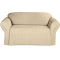 Hamilton Stripe Khaki Washable Loveseat Slipcover