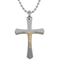 Stainless Steel Cross with 10k Gold Crucifixion Necklace