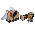 Classic Rooster Napkin/ Salt/ Pepper Set