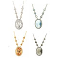 Sterling Silver Oval CZ Necklace