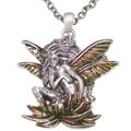 Dragonfly Lotus Fairy Pewter Necklace