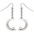 Crescent Moon with Star Pewter Earrings