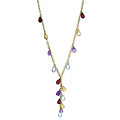 14k Yellow Gold Semi Precious Stone Drop Necklace