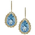14k Yellow Gold Blue Topaz Earrings