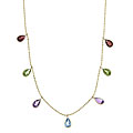 14k Yellow Gold Multi Color Semi Precious Necklace