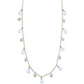 14k Yellow Gold Blue Topaz and Pearl Necklace
