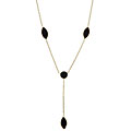 14k Yellow Gold Drop Necklace with Onyx Gemstones