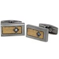 18k Gold Titanium and Diamond Cuff Links