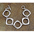Sterling Silver Polygon Link Toggle Bracelet (Mexico)