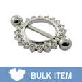 Surgical Steel Flowery Crystal Nipple Shields (Case of 2)