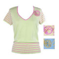 August Silk Knit Top with Flower Embellishment