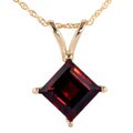 14k Yellow Gold Princess Cut Garnet Necklace