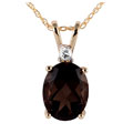 14k Yellow Gold Smokey Quartz & Diamond Necklace