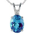 14k White Gold Blue Topaz & Diamond Necklace