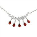 Sterling Silver Garnet Five Droplets Necklace (China)