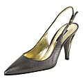 Dolce & Gabbana Dark Grey Leather Sling Back