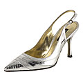 Dolce & Gabbana Silver Metallic Leather Sling-backs