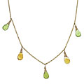 14k Gold Peridot Citrine Drop Necklace