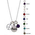 Peace Word, Sign and Gem Charm Necklace (7 choices)