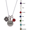 Charming Life 'Love' Heart and Gem Charm Necklace