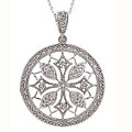 Sterling Silver 3/8ct TDW Diamond Round Flower Nec