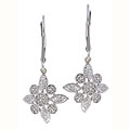 Sterling Silver Diamond Leaf Earring