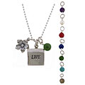 Charming Life 'Live', Flower and Gem Charm Necklace