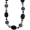 Black Hypersthene and Bali Bead Necklace