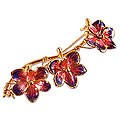 Dancing Blossoms Natural Orchid Gold-plated Brooch (Thailand)