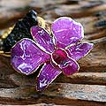 Violet Dawn Orchid Gold-Plated Brooch Necklace (Thailand)