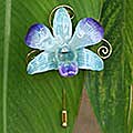 Forever Blue Natural Orchid Gold-plated Stickpin (Thailand)