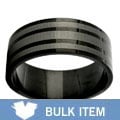 Stripe Etched Black Stainless Steel Ring (Case of 2)