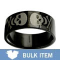 Black Stainless Steel Etched Skull Ring (case of 2)